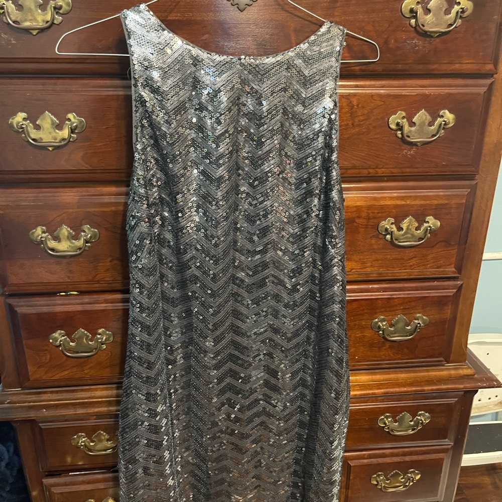 Ralph Lauren Silver Sequin Midi Dress